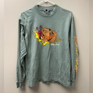Teddy Fresh Flaming‎ Cowboy Hat Long Sleeve T Shirt